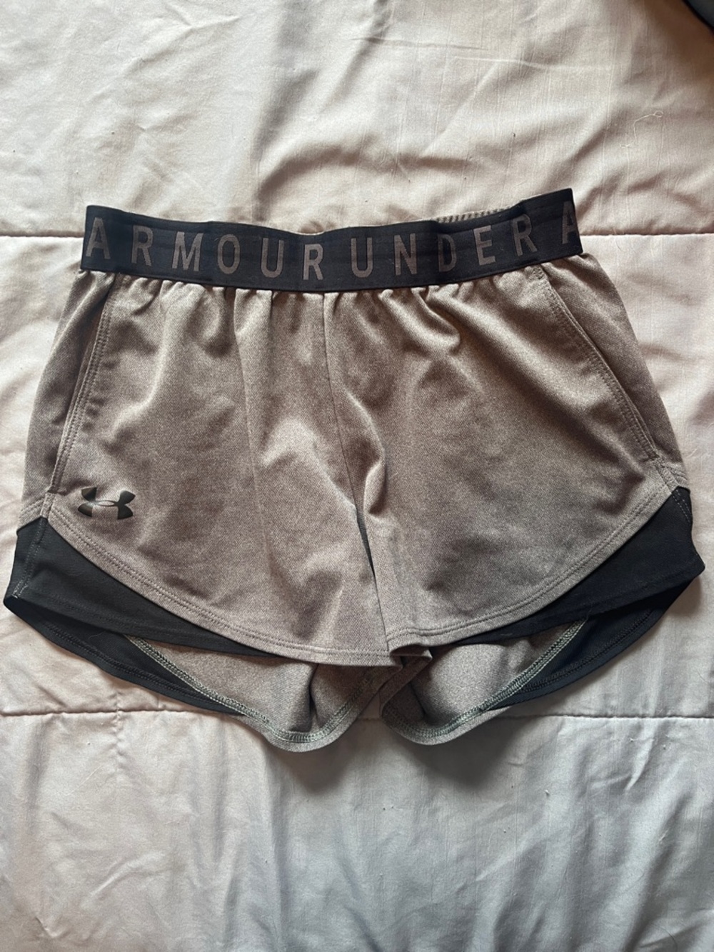 Under Armour Women's Heather Gray Athletic Shorts with Black Trim